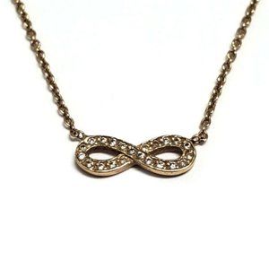 14K YG Diamond Infinity Charm Pendant Necklace 16"